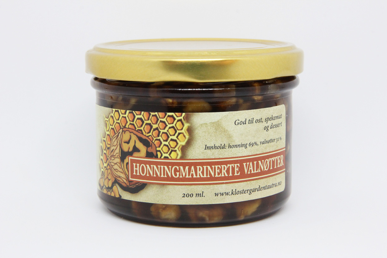 Honningmarinerte valnøtter 220ml.